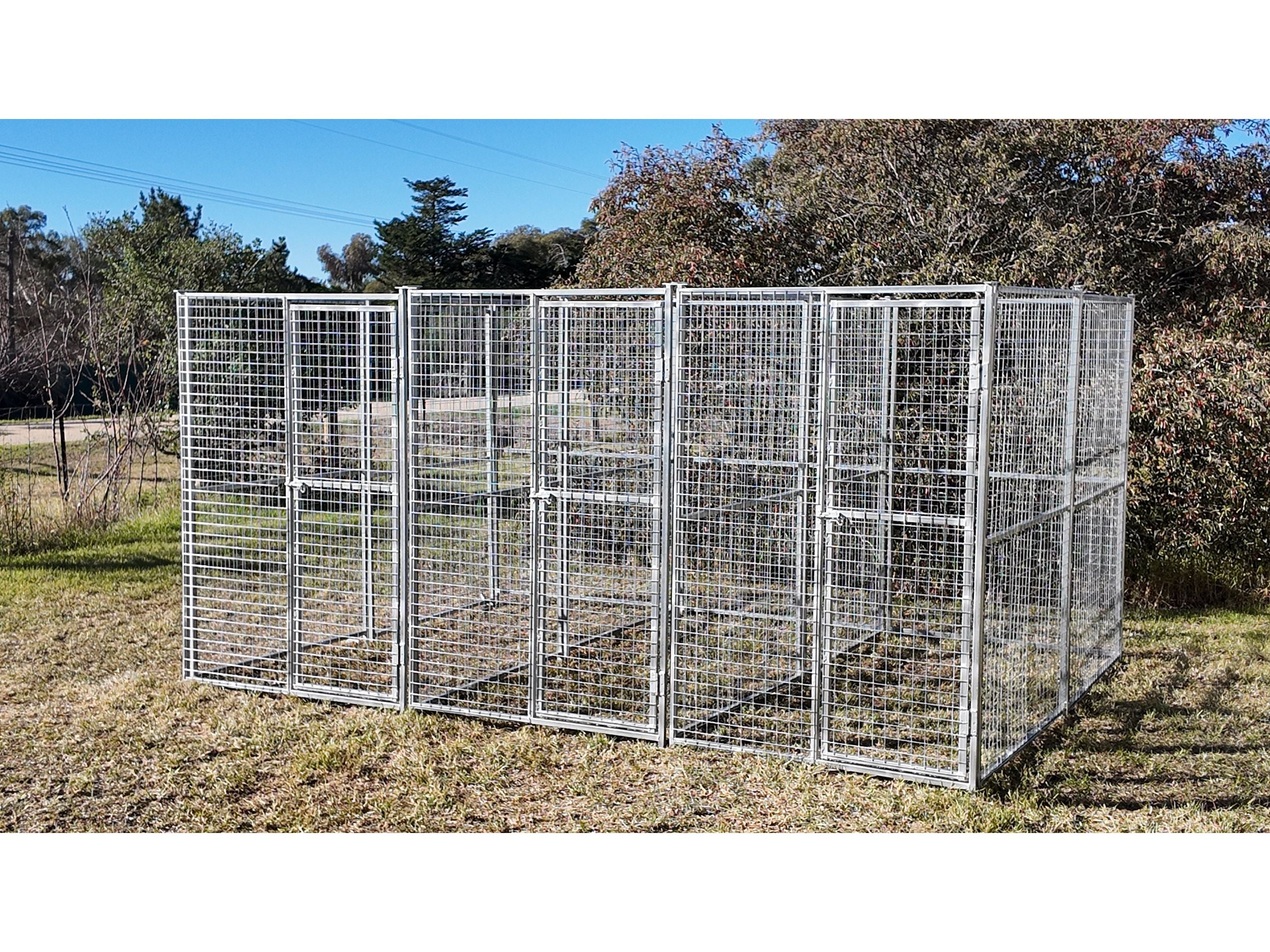 3 Bay 3.75m x 2.5m x 1.85m dog/chicken run, made with 50mmx50mmx3mm mesh