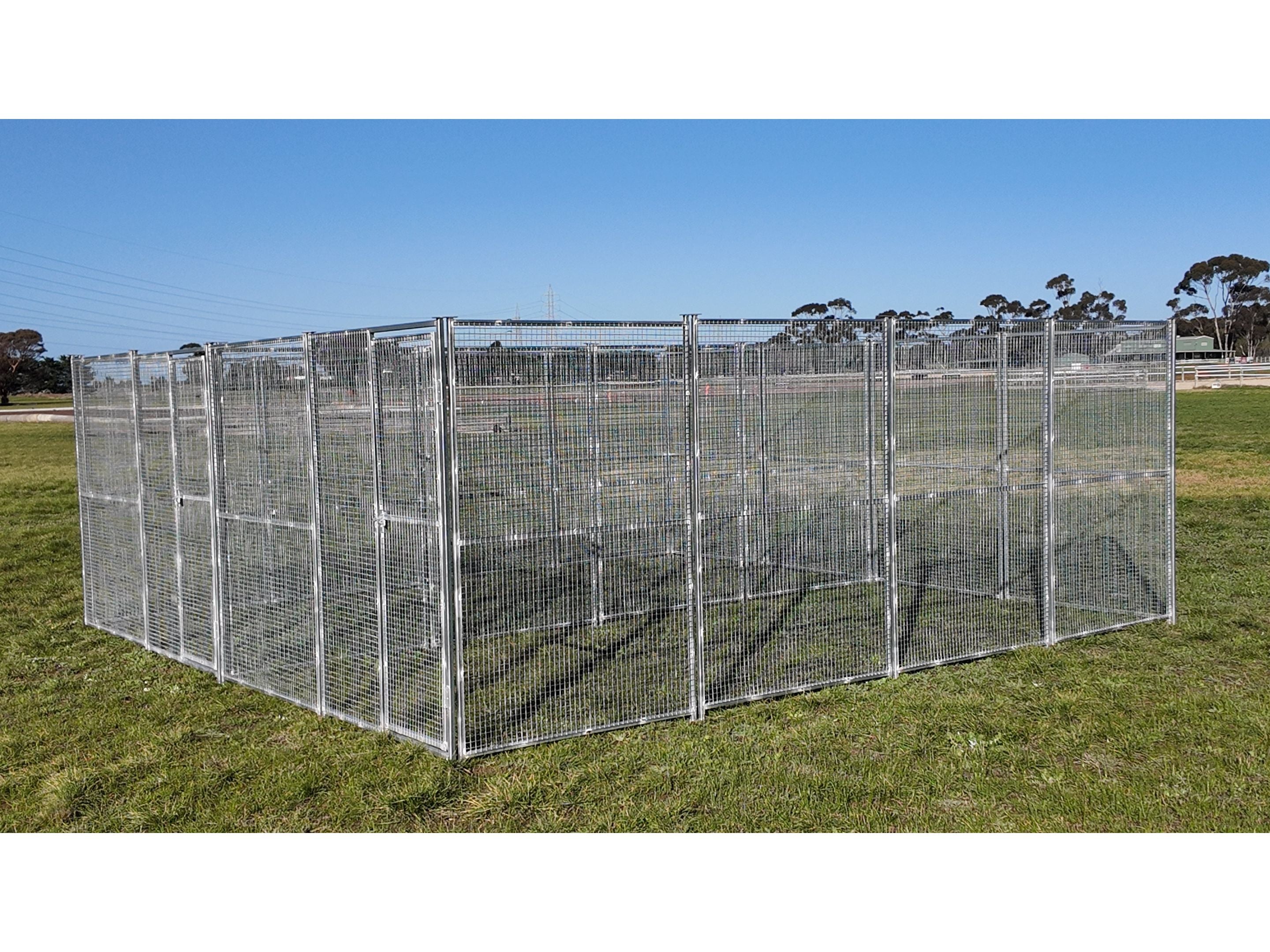 On Sale! Save $200 2 Bay 5m x 5m x1.85m dog/chicken run with 25mm x 25mm welded wire mesh