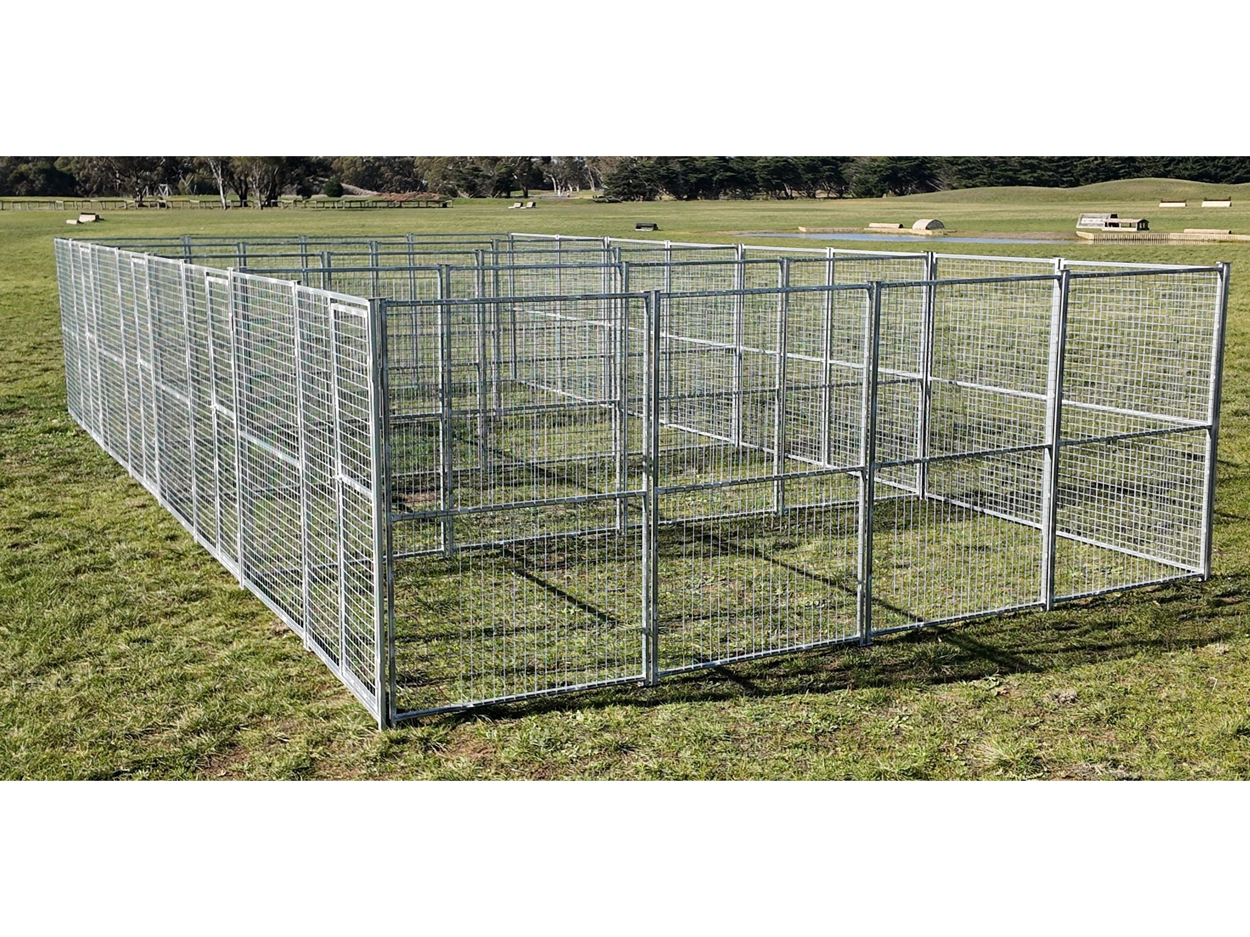 4 Bay 10m x 5m x 1.85m dog/chicken run, 50mm x 50mm x 4mm mesh panels