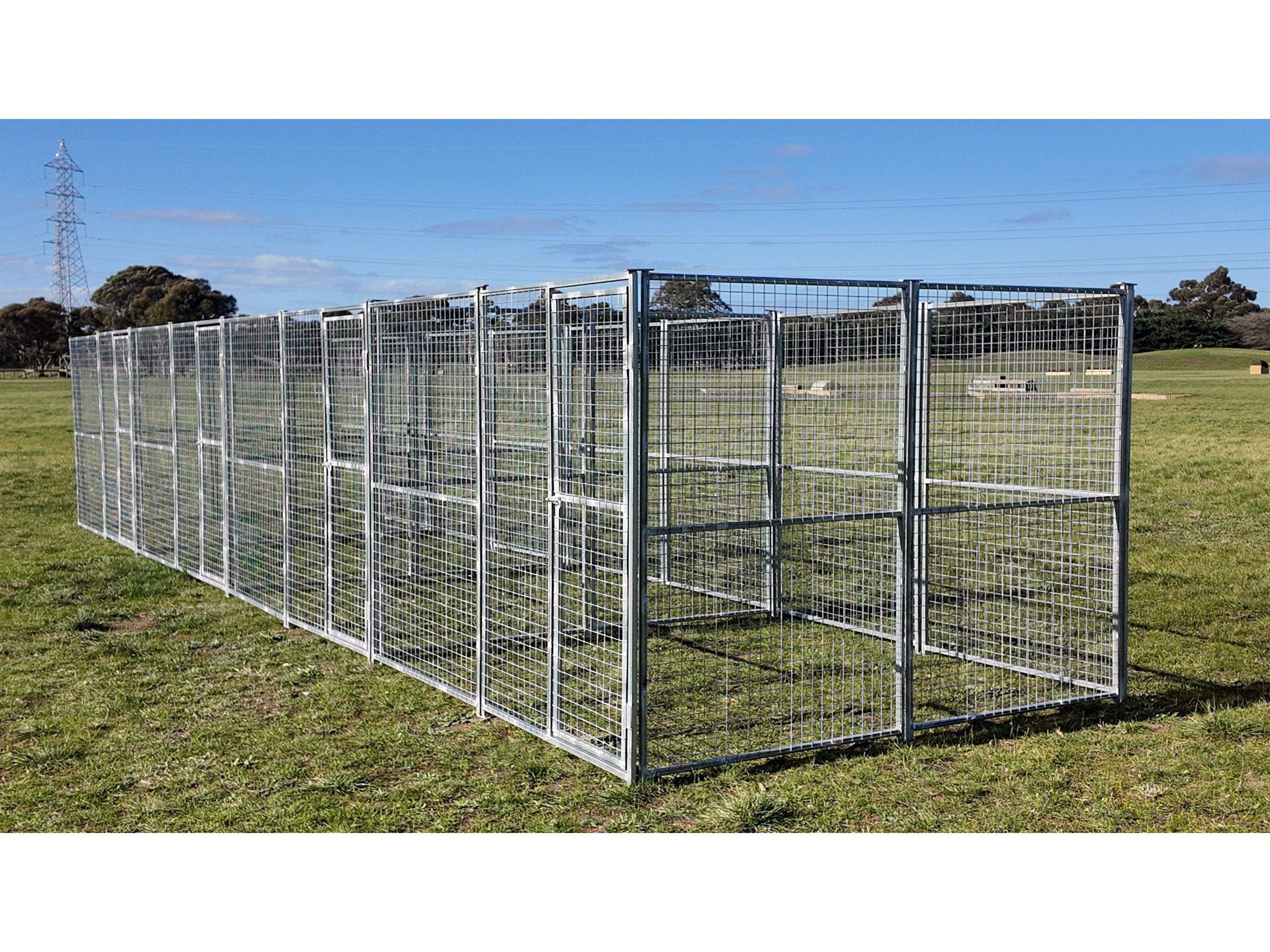 On Sale! Save $300 4 Bay 10m x 2.5m x 1.85m dog/chicken run, 50mm x 50mm x 3mm mesh panels