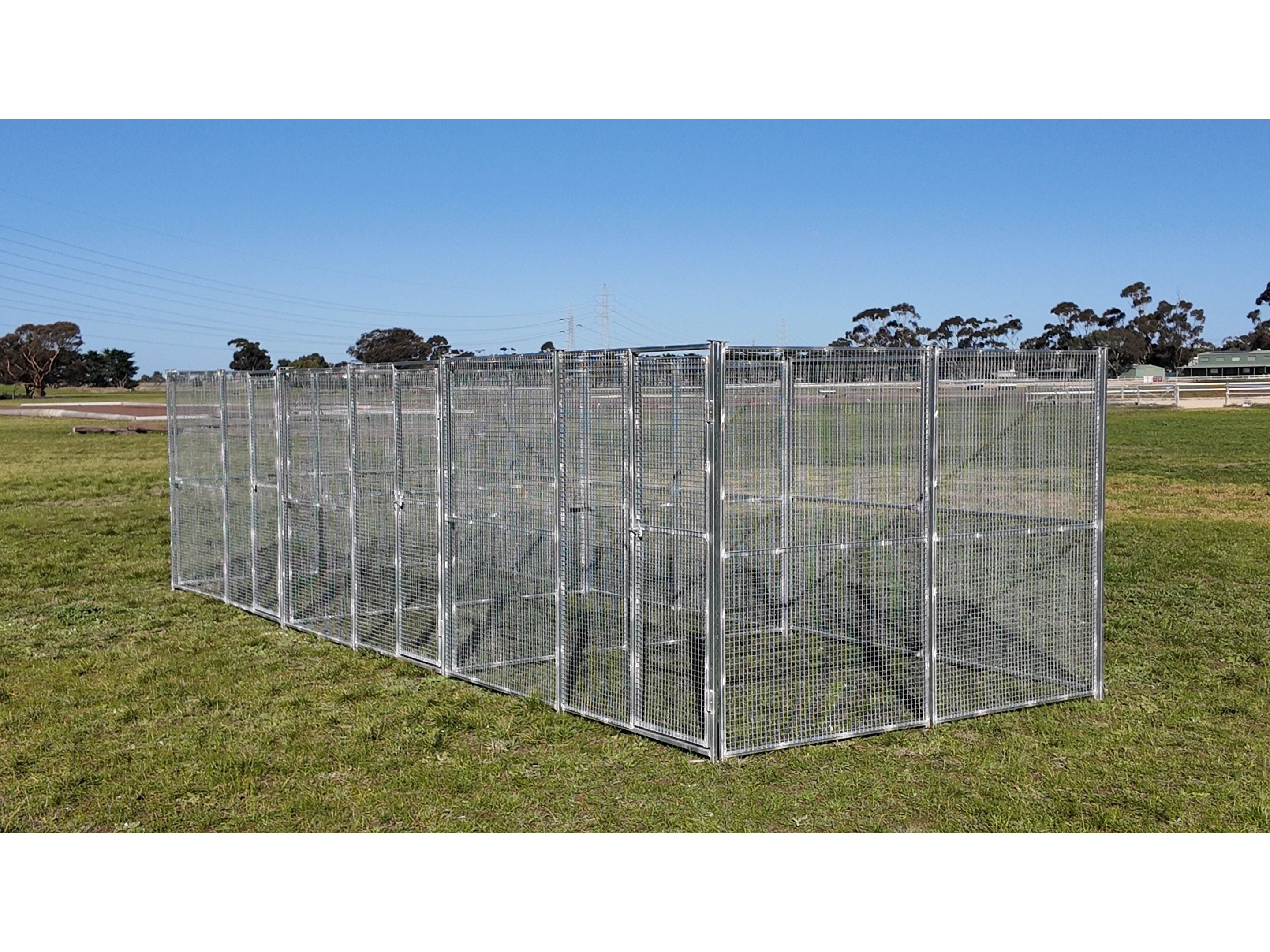 On sale. Save $200 3 Bay 7.5m x 2.5m x 1.85m dog/chicken run, made with 25mmx25mm mesh