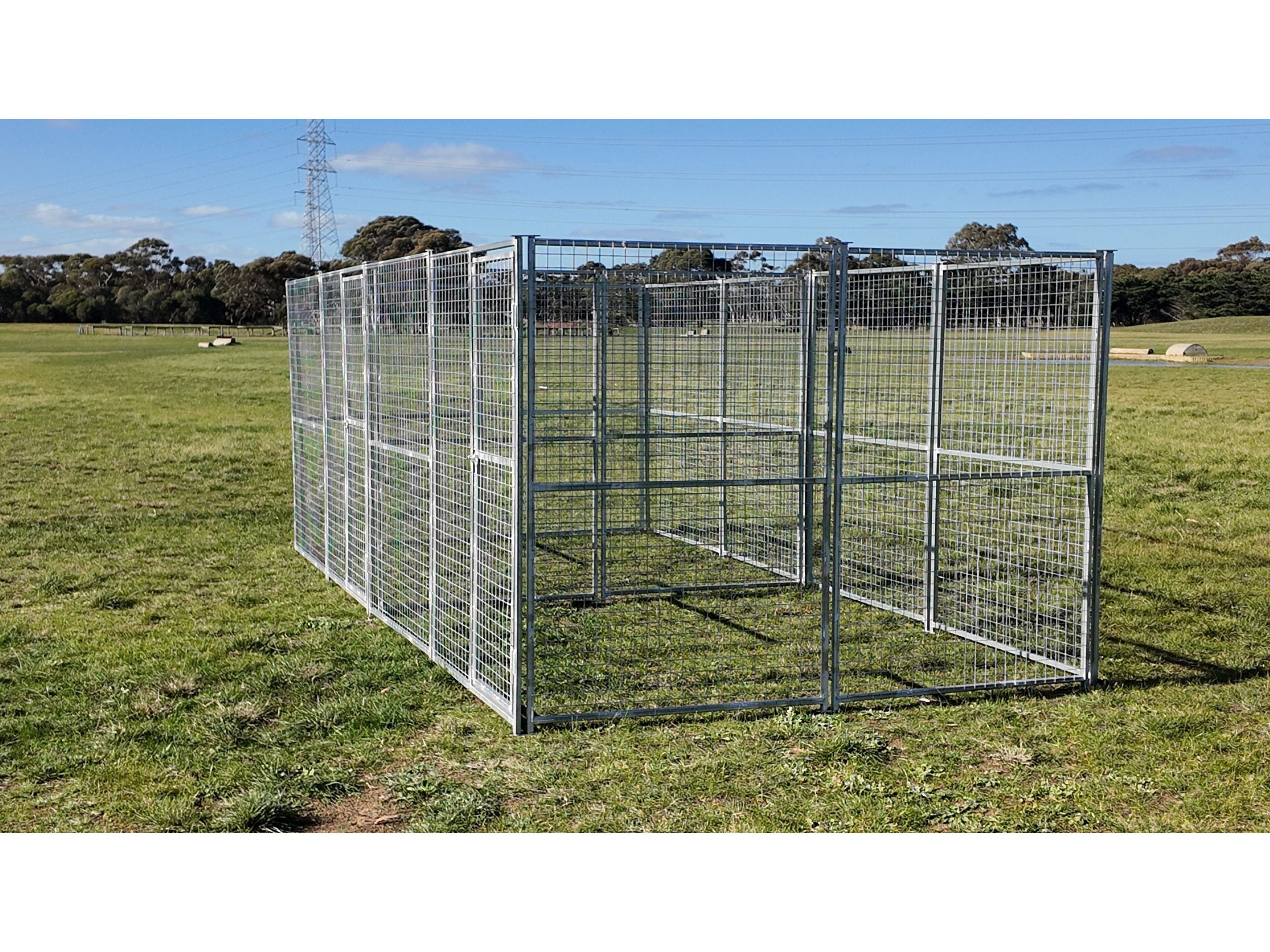 2 Bay 5m x 2.5m x1.85m dog/chicken run with 50mm x 50mm x 4mm welded wire mesh