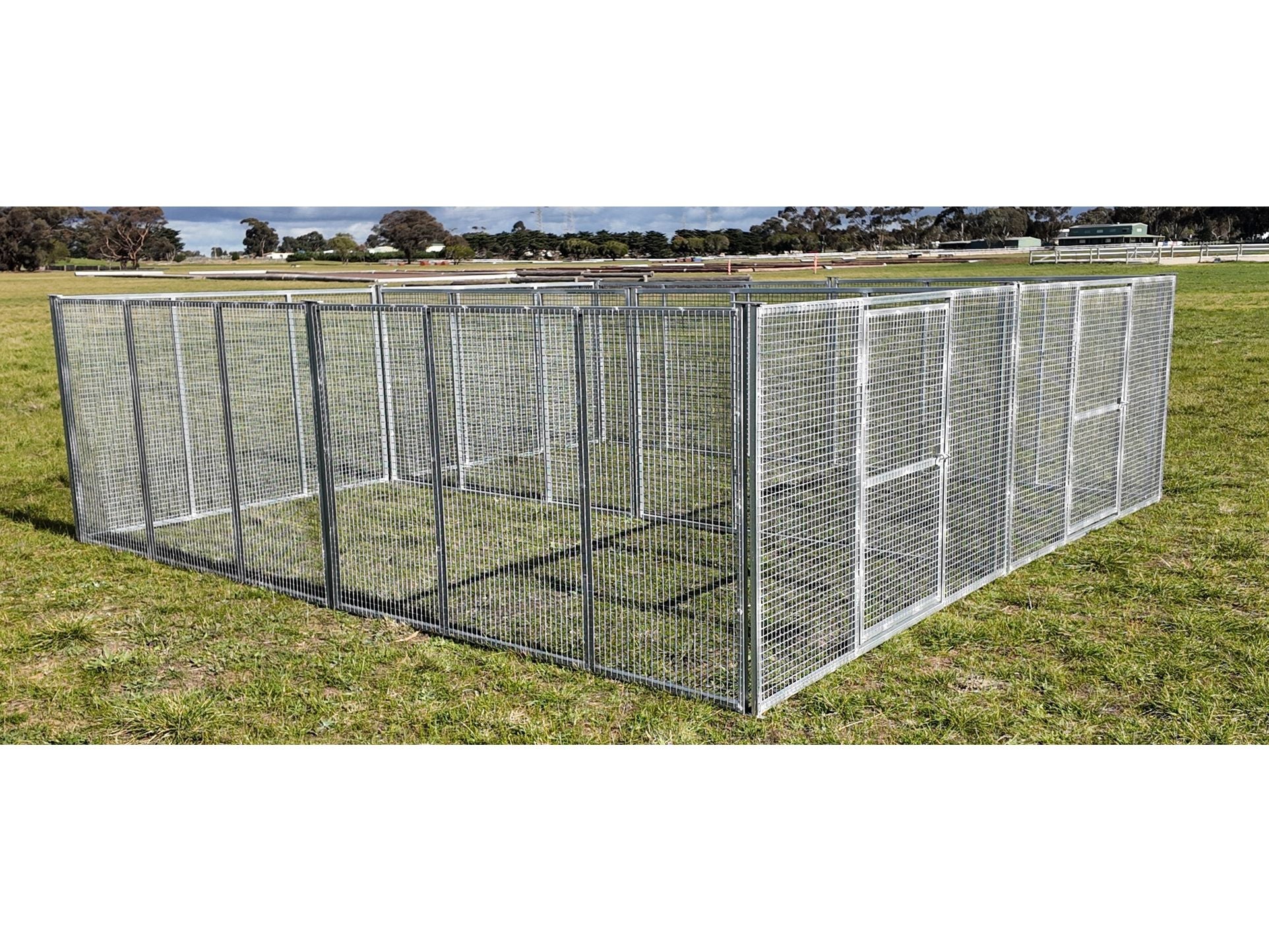 2 Bay 4m x 4m x 1.2m Puppy Run with 25mm x 25mm x welded wire mesh